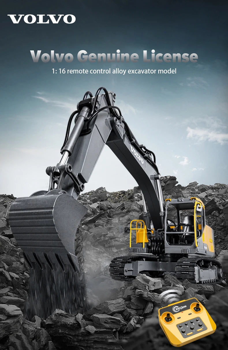 RC Excavator 1/16 Scale, 17CH 3IN1 2.4G APP Dual Remote Control LED Digger