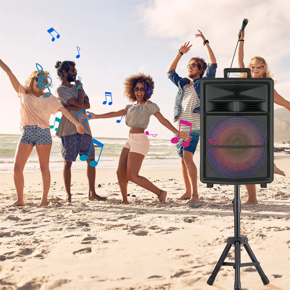 Portable Bluetooth Party Speaker 15" Subwoofer w/Stand