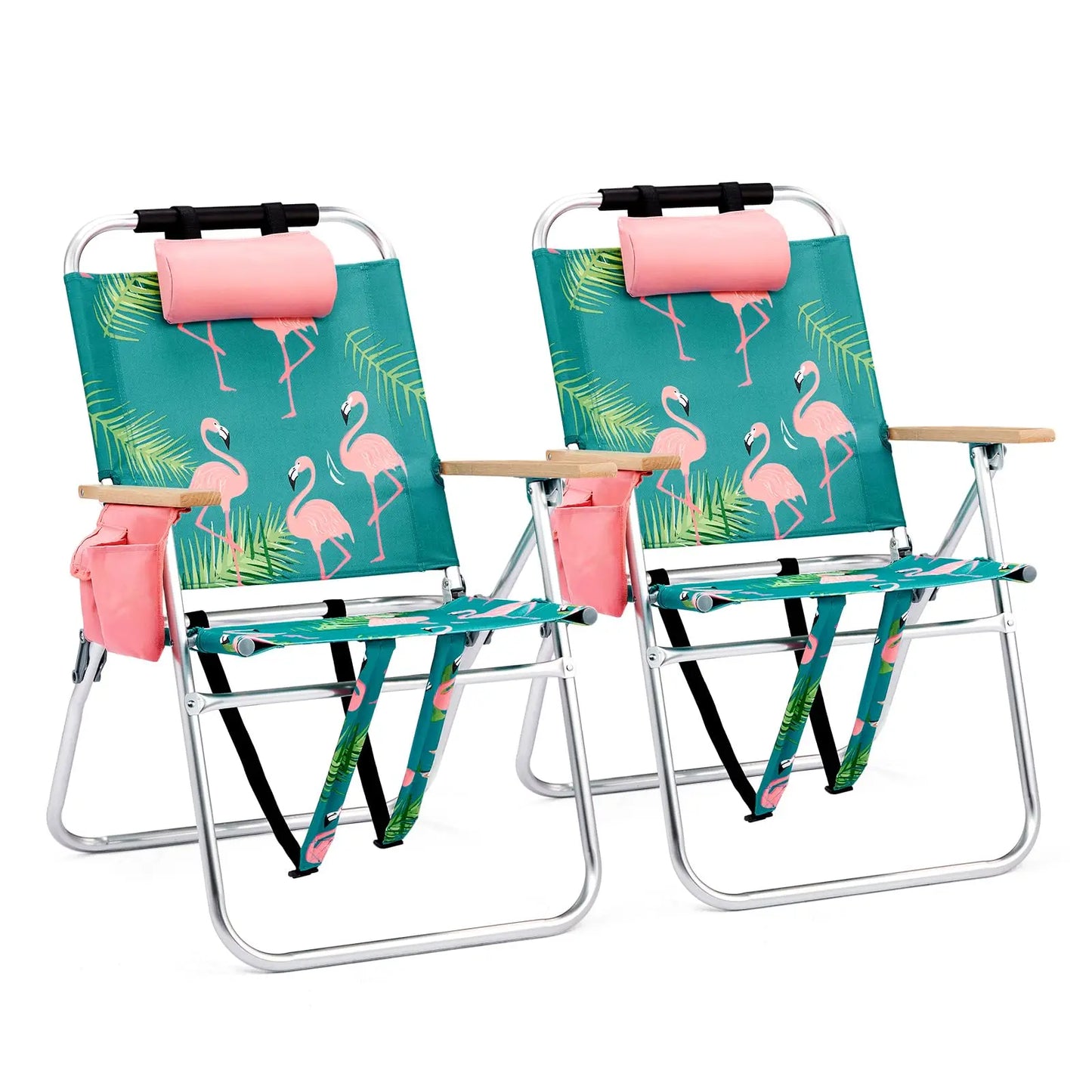 Lightweight 17" Backpack Beach Chair, Tall Beach Chairs for Adults, Portable with Adjustable Straps, 3-Position Customized