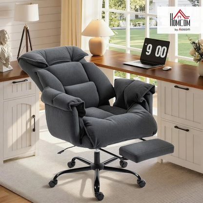 Executive Office Chair Comfy with Foot Rest, Reclining Swivel Computer Desk Chair with High Back, Thick Cushion