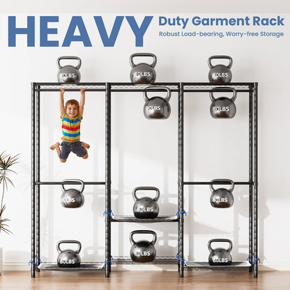 Clothes Rack Storage Organizer Freestanding Portable Heavy Duty 960 lb for Cloakroom, Bedroom, Entrance ways