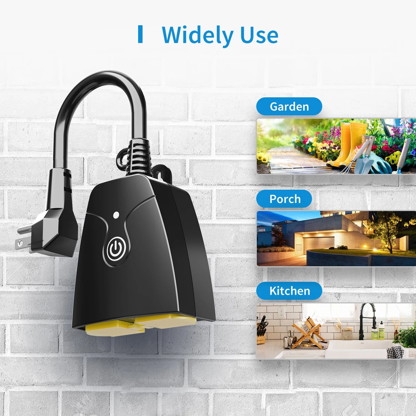Smart Outdoor WiFi Outlet  Plug with 2 Grounded Sockets
