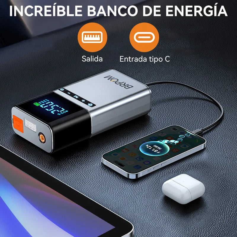 4 In 1 Jump Starter, Air Compressor, Power Bank, With LED Light