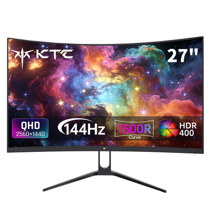 27" Curved Gaming Monitor, 1440P QHD 144Hz 120Hz Monitor 1500R HVA Panel, HDR400, Adaptive Sync, 400 nits