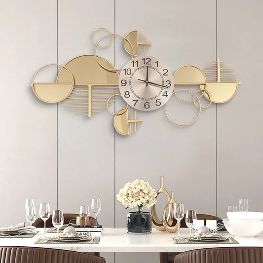 Creative Modern Metal Wall Clock, for Living Room, Bedroom, Gold
