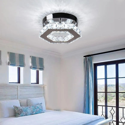 Mini Chandelier Crystal LED Ceiling Light Fixture for Hallway or Stairs