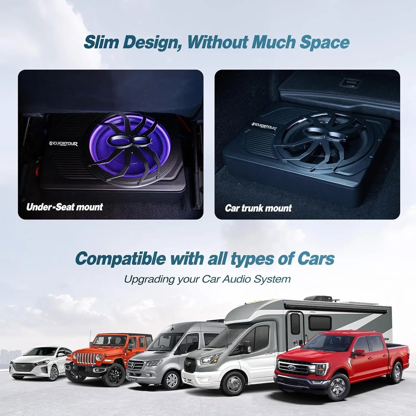 10" Slim Under Seat Car Subwoofer