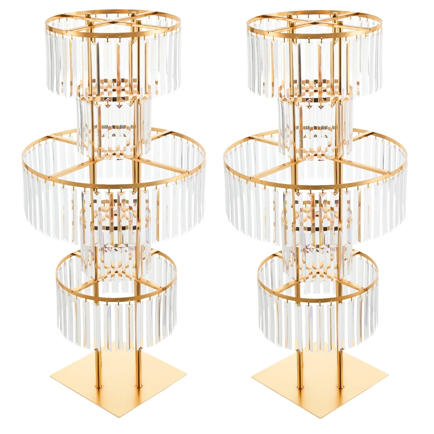 Gold/Silver 5 Tier Wedding Centerpiece 110cm Acrylic Crystal Flower Vase Rack for Floor Table Decor Display Holder,
