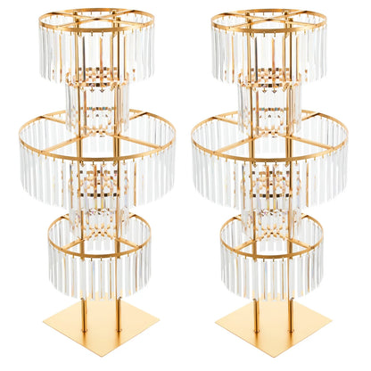 Gold/Silver 5 Tier Wedding Centerpiece 110cm Acrylic Crystal Flower Vase Rack for Floor Table Decor Display Holder,