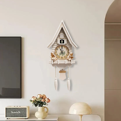 White Cuckoo Wall Clock Antique Battery Operated