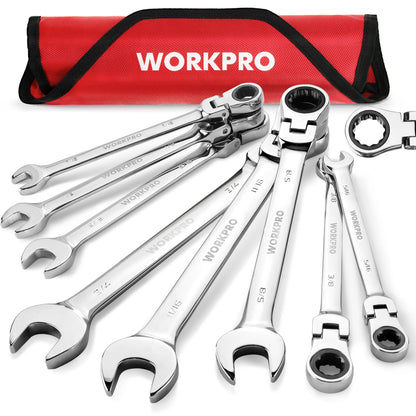 8pcs Flex-Head Ratcheting Combination Wrench Set SAE 5/16-3/4 in