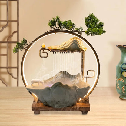 Tabletop Indoor Waterfall with Round Led Light & Mist Maker