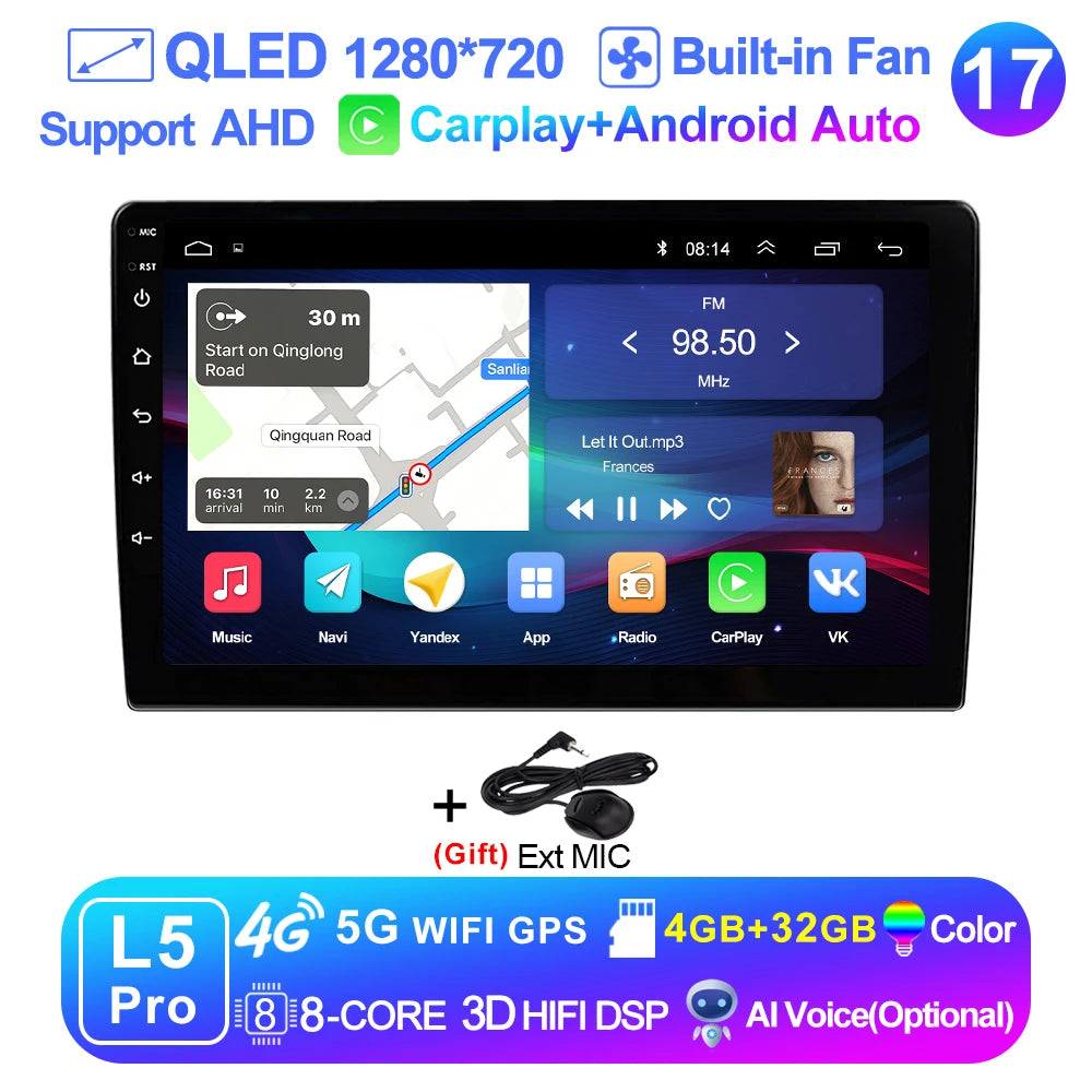 9 inch Wireless Carplay 2din Android 15 Car Radio and Multimedia Video Player