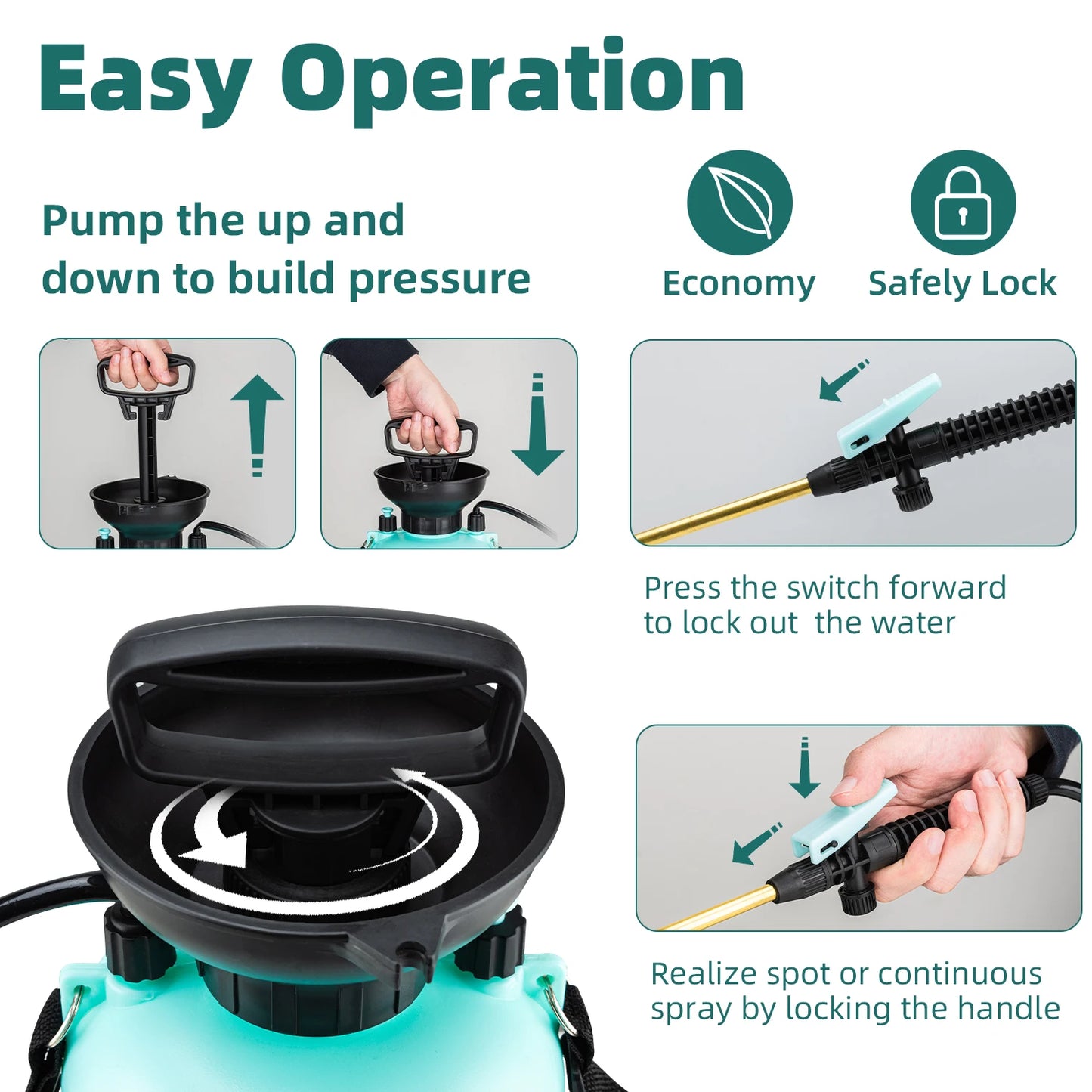 8L Garden Pressure Sprayer for Watering, Fertilizing, and Pest Control in Lawns