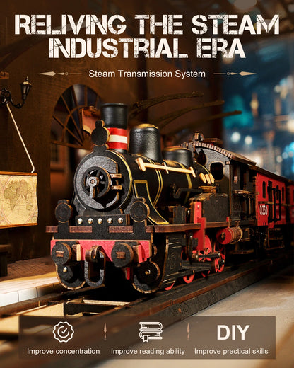 3D Wooden Puzzle Traditional Rolife Steam Journey Train Model