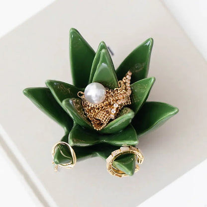 Nordic Ceramic Cactus Aloe Ring, Jewelry, and Earring Storage