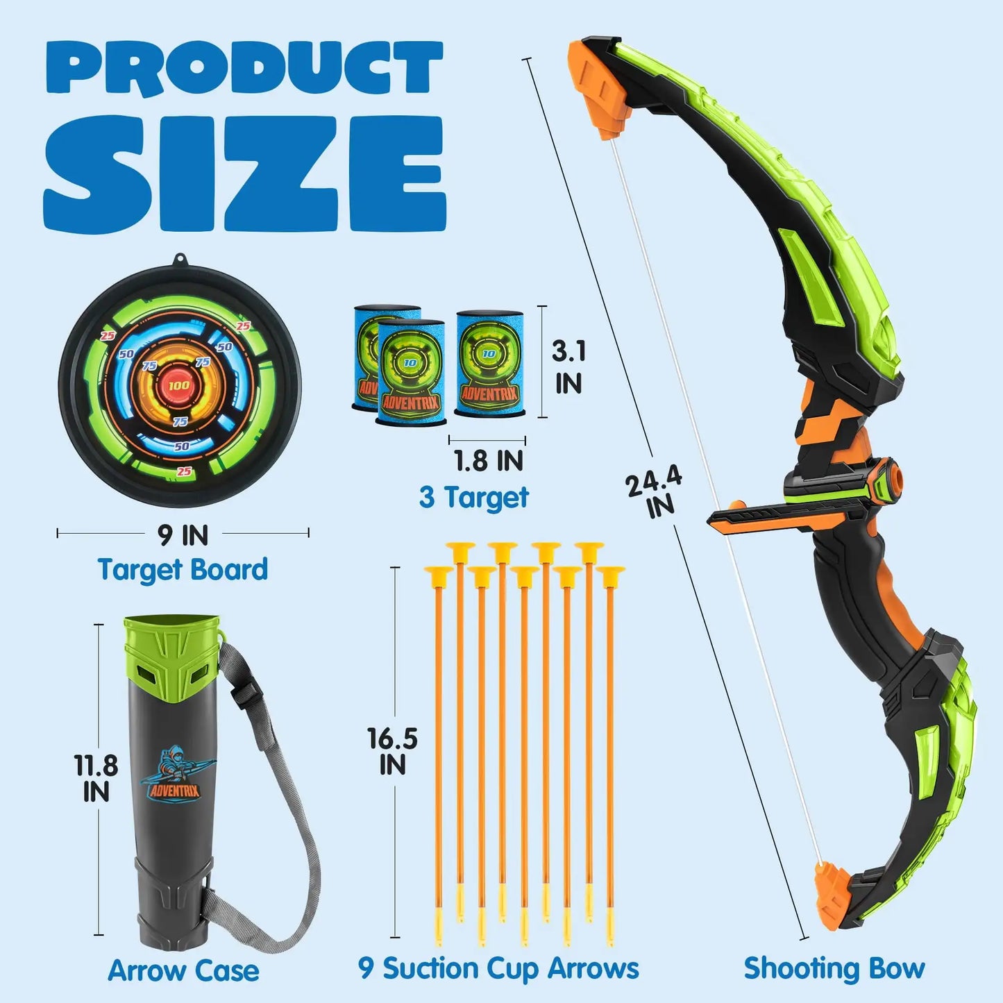 Kids Bow Arrow Set with LED Flash Lights Outdoor Archery Set