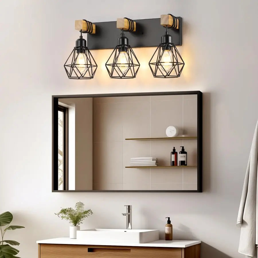 Farmhouse Bathroom Vanity Light Fixtures With Rustic Sconces