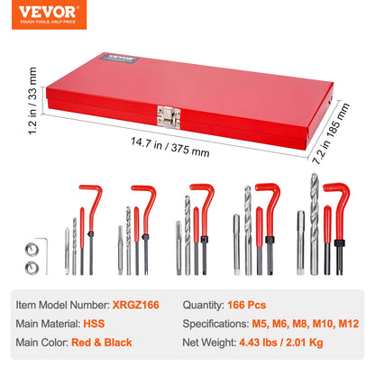 Helicoil Thread Repair Kit SAE and Metric Rethreading Tool Kit