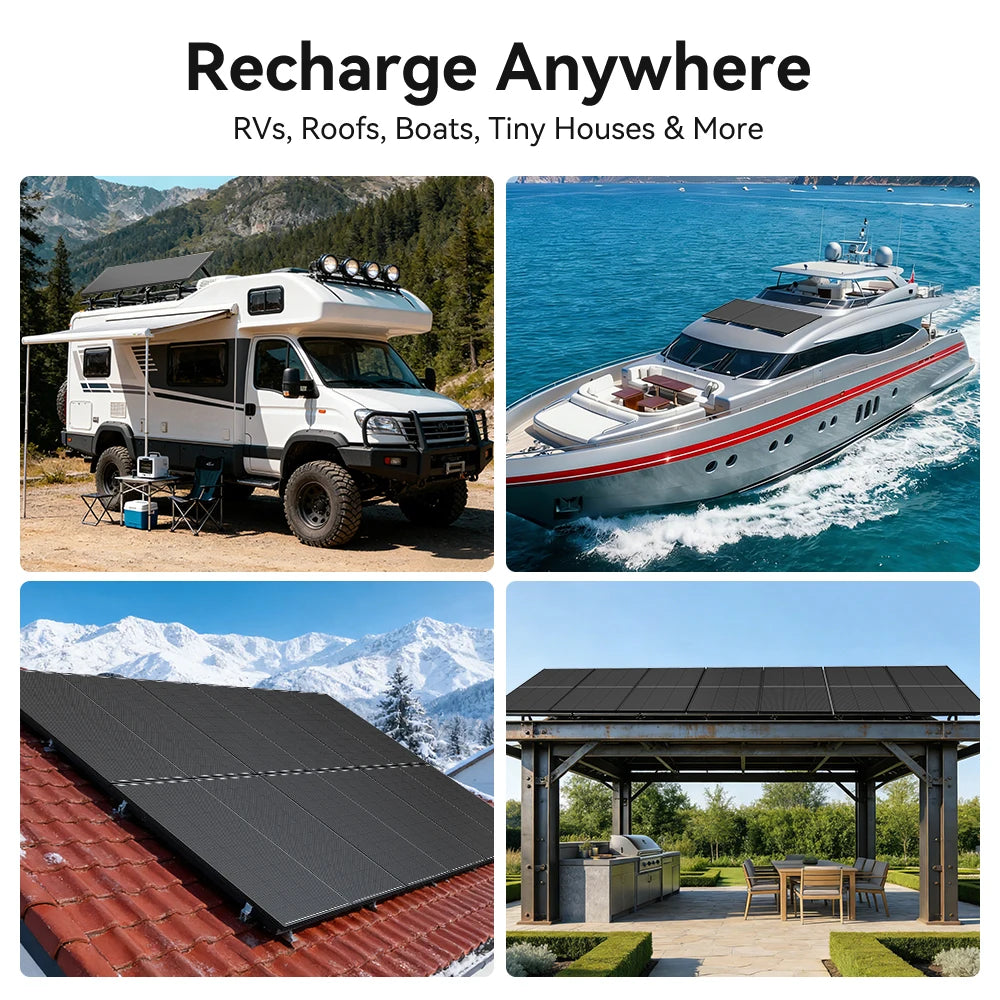 12.8V 200W Monocrystalline Solar Panel Module Off Grid PV Power Cells Waterproof for Roof Home Off Grid