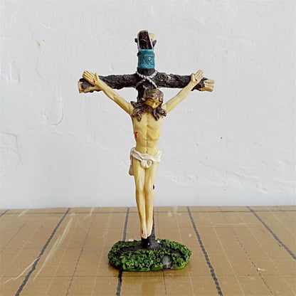 Crucifix Figurine Cross Statue Christian Home Decor Jesus Christ Catholic Tabletop Ornament Display Praying