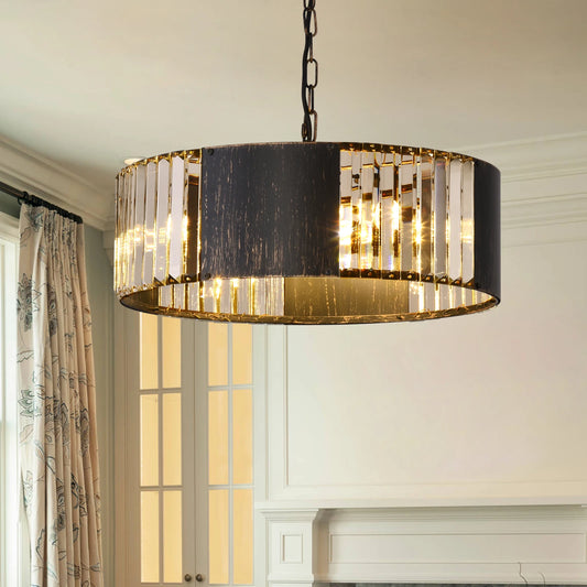 Luxury Black Crystal Modern Pendant Hanging Ceiling Lamp Chandelier