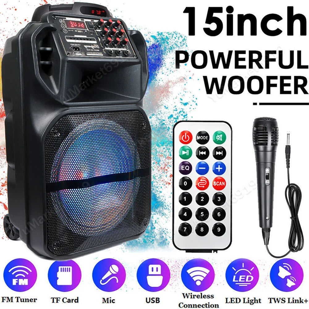 7000W Portable 15” Bluetooth Speaker Sound System