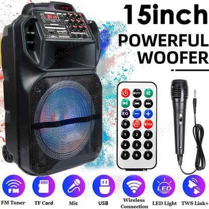 7000W Portable 15” Bluetooth Speaker Sound System