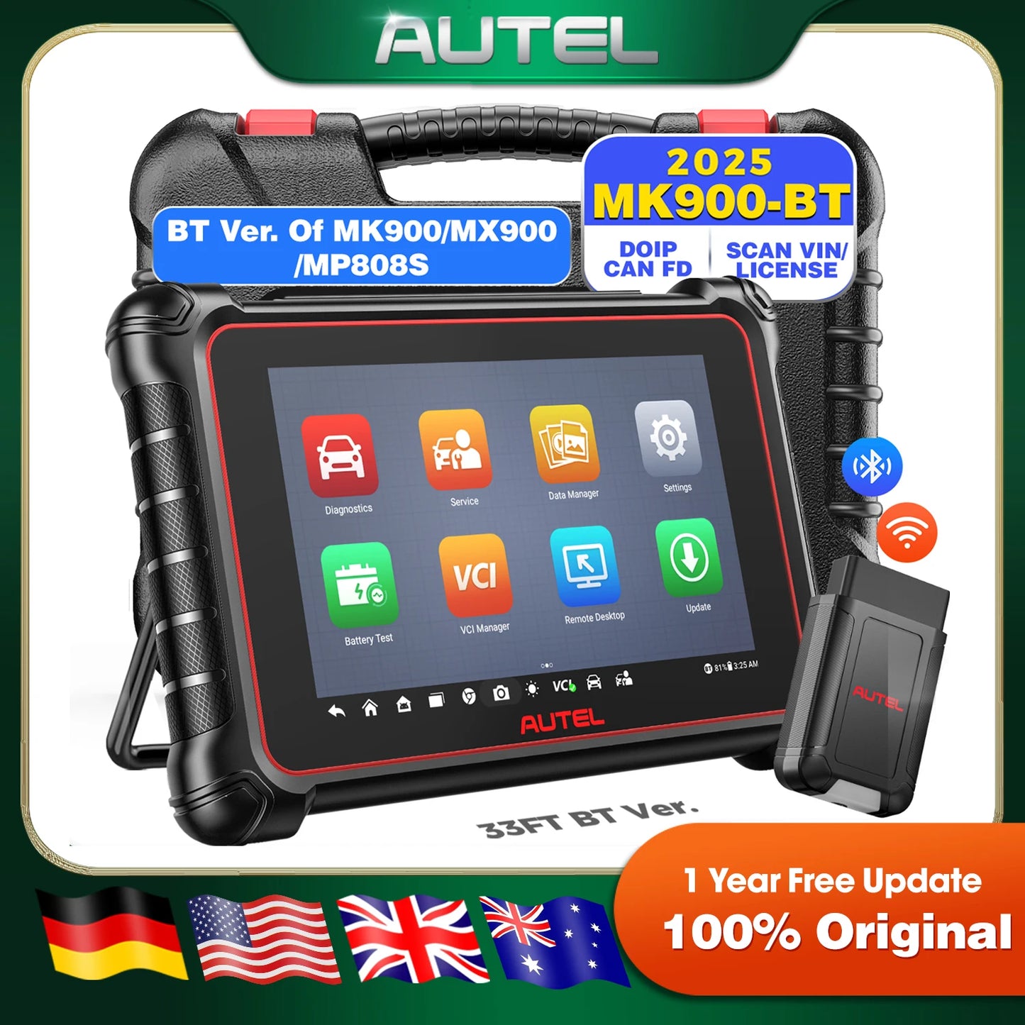 MaxiCOM MK900BT Bluetooth Car Diagnostic OBD2 Scanner