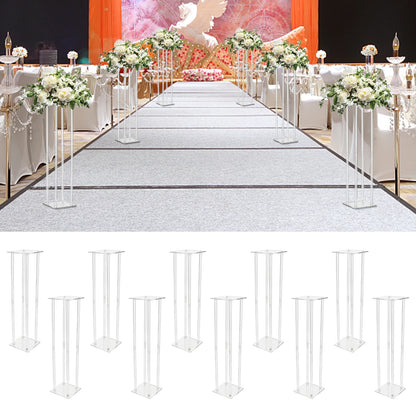 10x10x31.5 Inch Rectangle Acrylic Wedding Centerpiece Flower Pedestal Clear Column