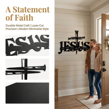 Jesus The Way The Truth The Life Metal Wall Art | Christian Cross Sign | Religious Home Decor