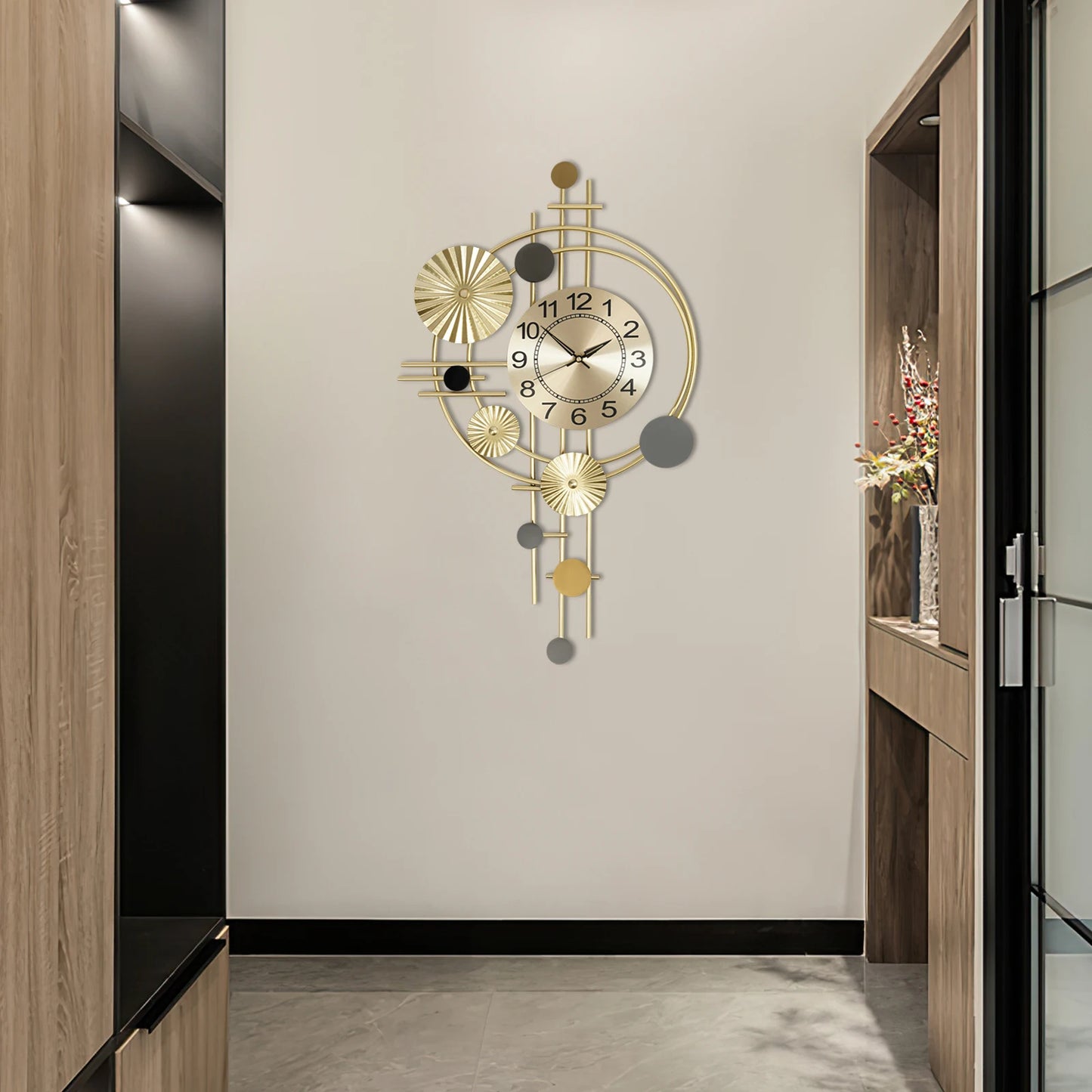 45x78cm Decorative Art Wall Clock Silent Non Ticking for Living Room, Bedroom, Kitchen, or Office