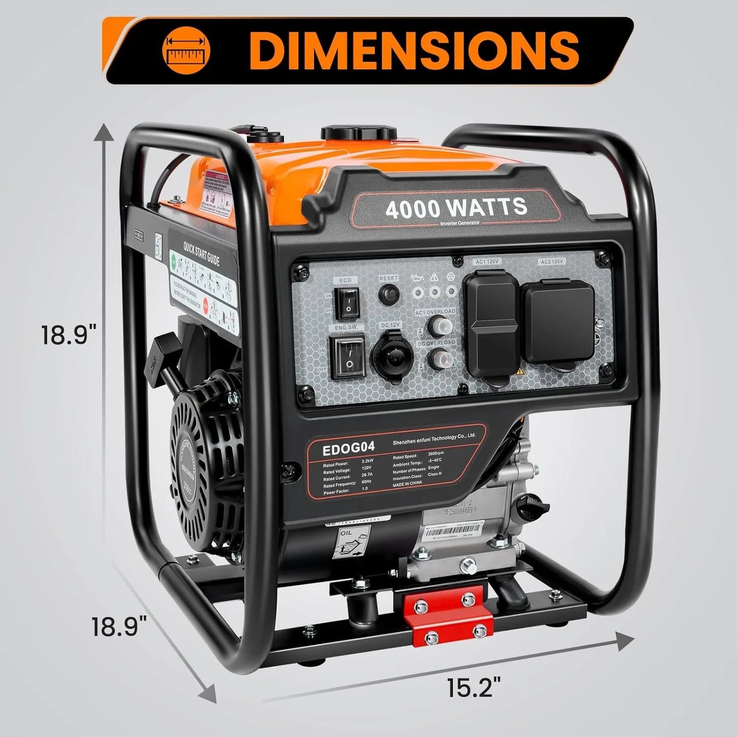 4000 Watt Generators Portable Gas Generator Inverter Quiet for Home and Camping