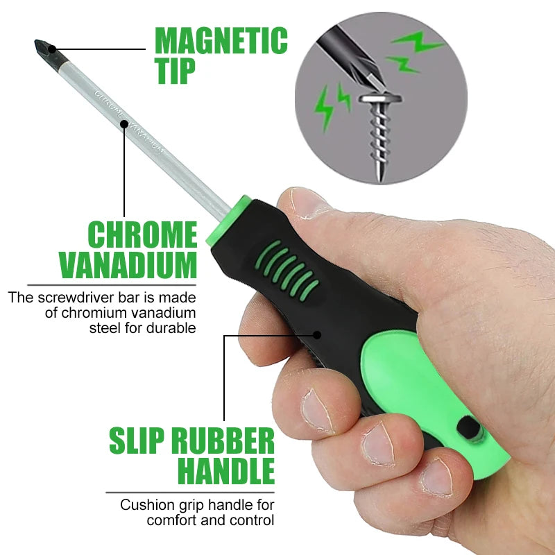 100pcs Insulated Magnetic Screwdriver Tool With Plastic Holder Rack