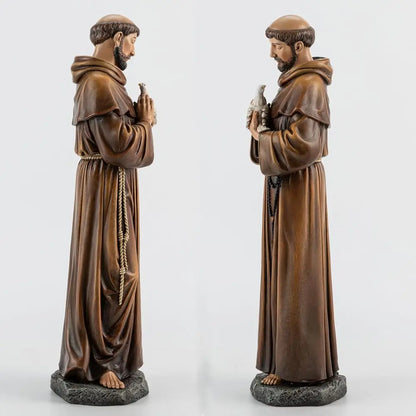 14.5 St. Francis of Assisi Statue - Catholic Patron Saint of Animals, Garden Decor, Handcrafted Religious Gift