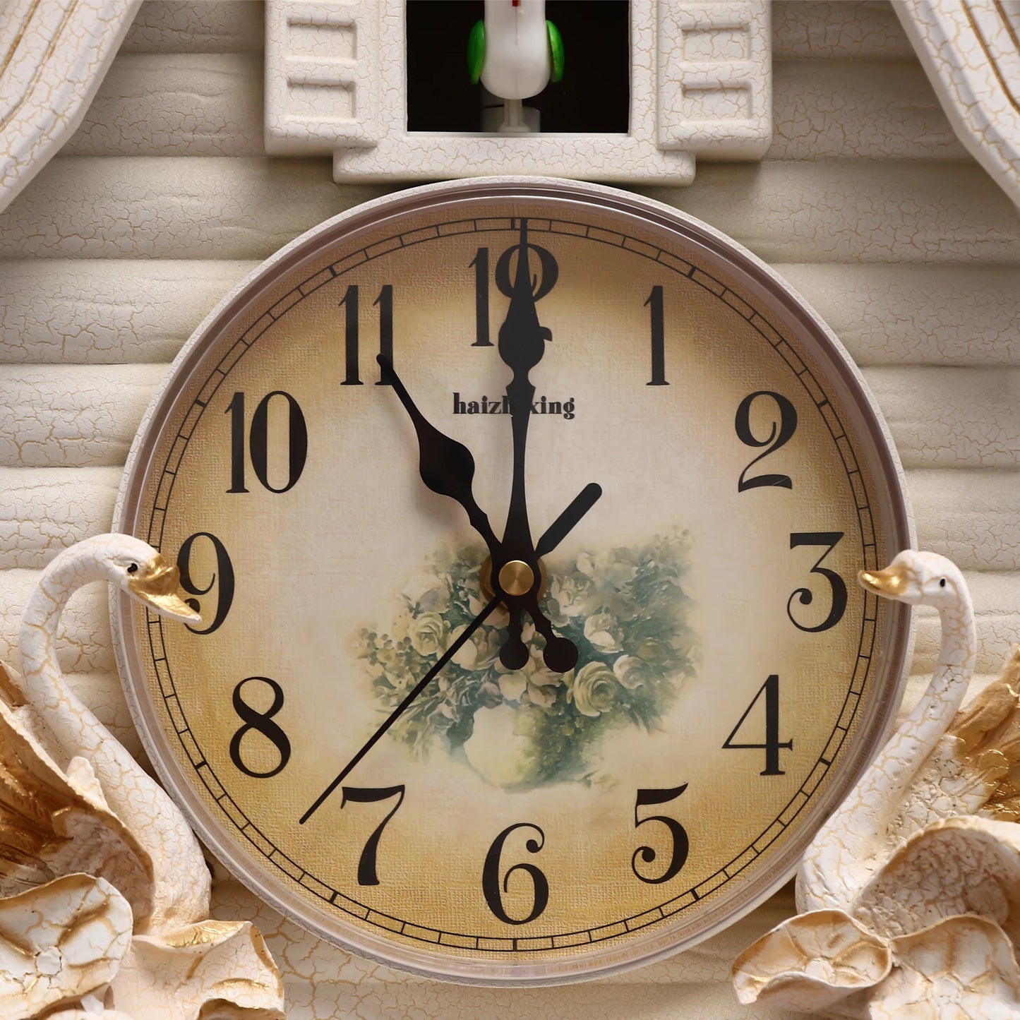White Cuckoo Wall Clock Antique Battery Operated