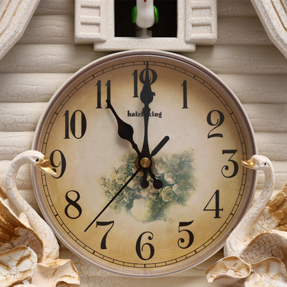 White Cuckoo Wall Clock Antique Battery Operated