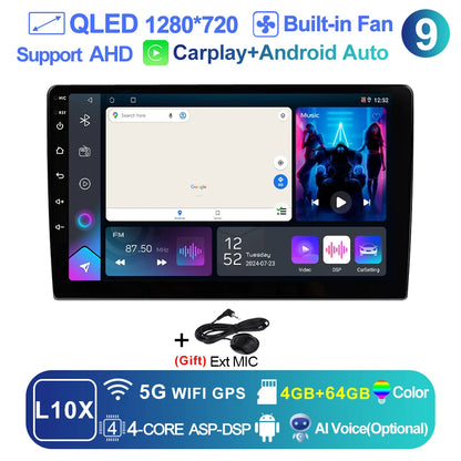 9 inch Wireless Carplay 2din Android 15 Car Radio and Multimedia Video Player
