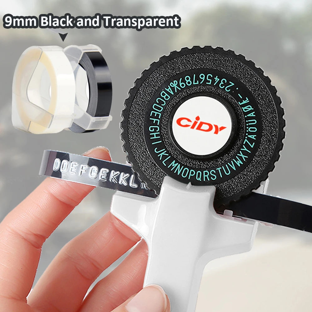 Embossing label maker with 2 ribbons