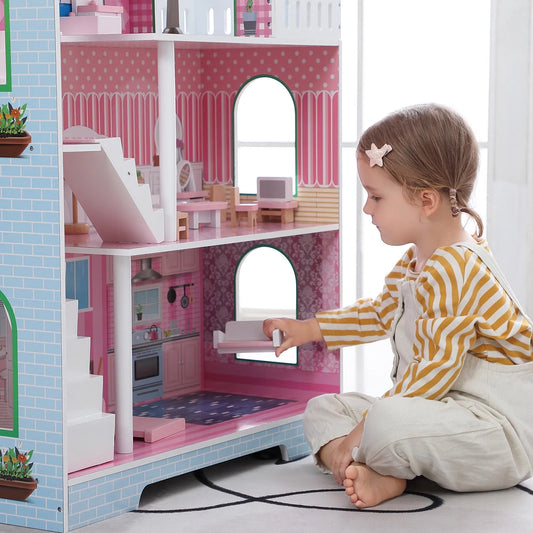 3 Tier Kids Wooden Dollhouse