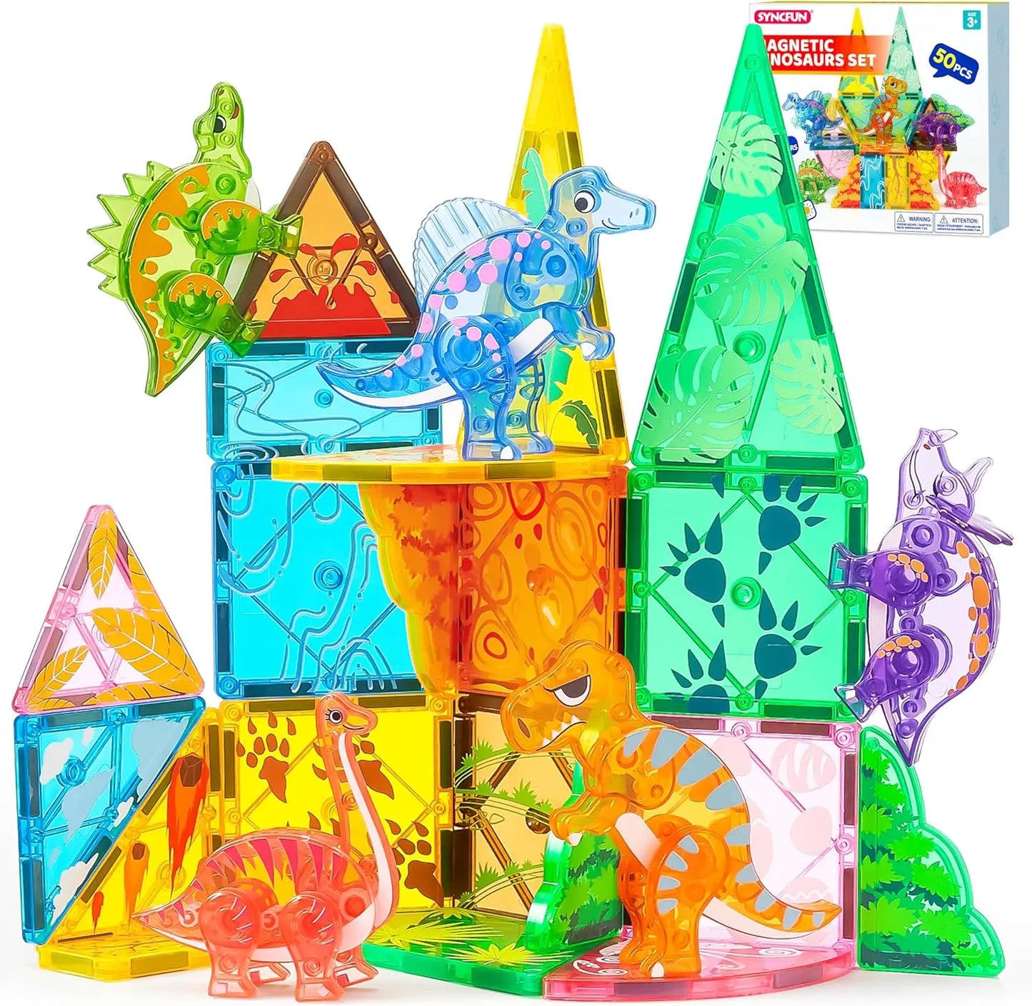 110/66/50 PCS 3D Magnetic Building Tiles with Vehicle Construction Blocks Set for Kids