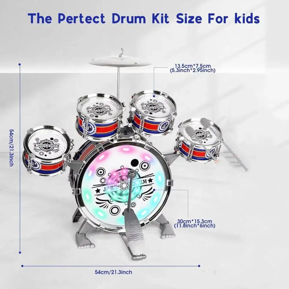Mini Jazz Drum Set With 6 Drums and Stool