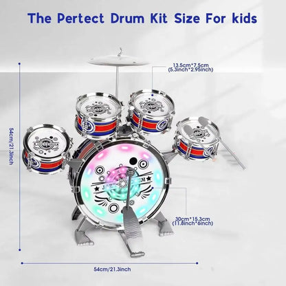 Mini Jazz Drum Set With 6 Drums and Stool