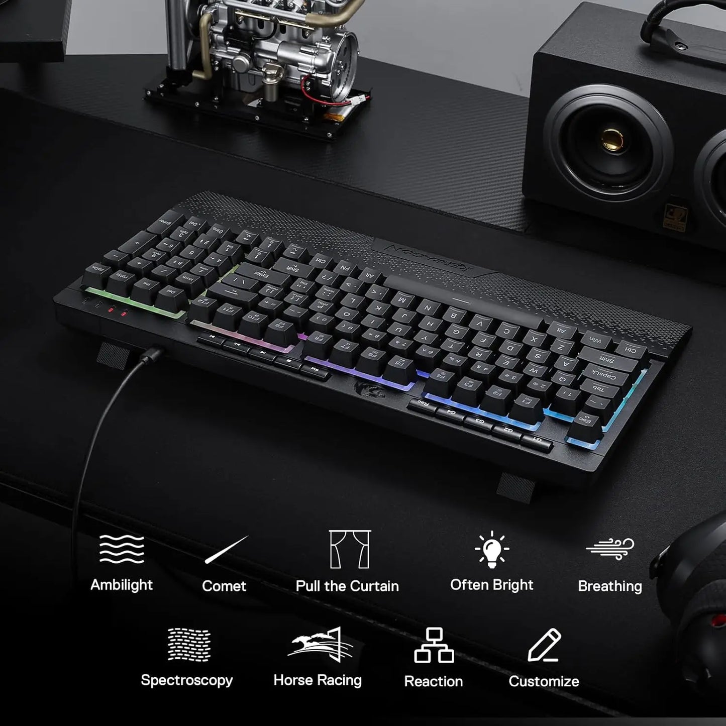 Redragon K515 Shiva RGB Membrane Gaming 98 Keys Mechanical Detachable Wrist Rest