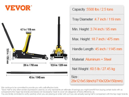 1.5 or 3T Floor Jack