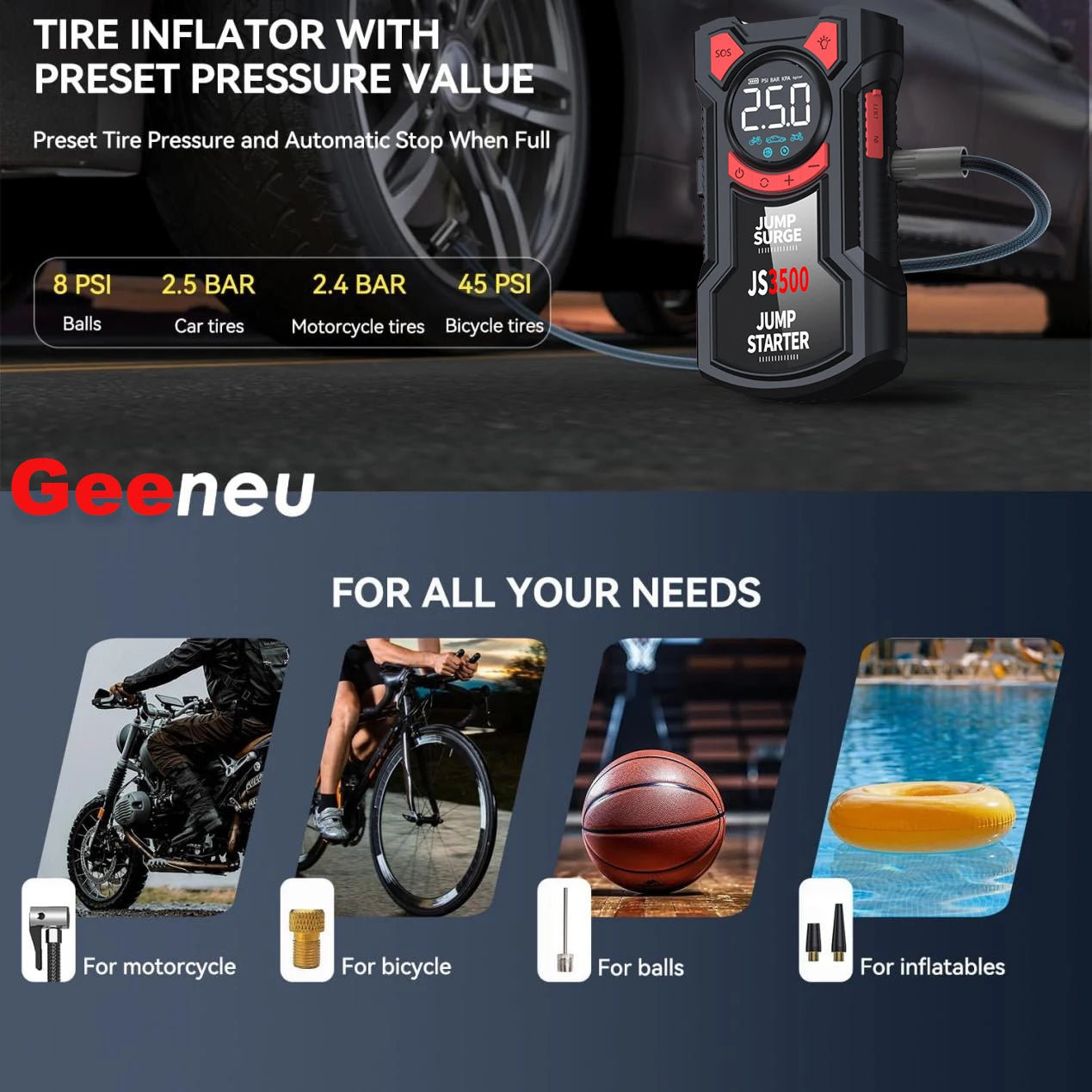 5-in-1 Multifunctional Air Pump Jump Starter