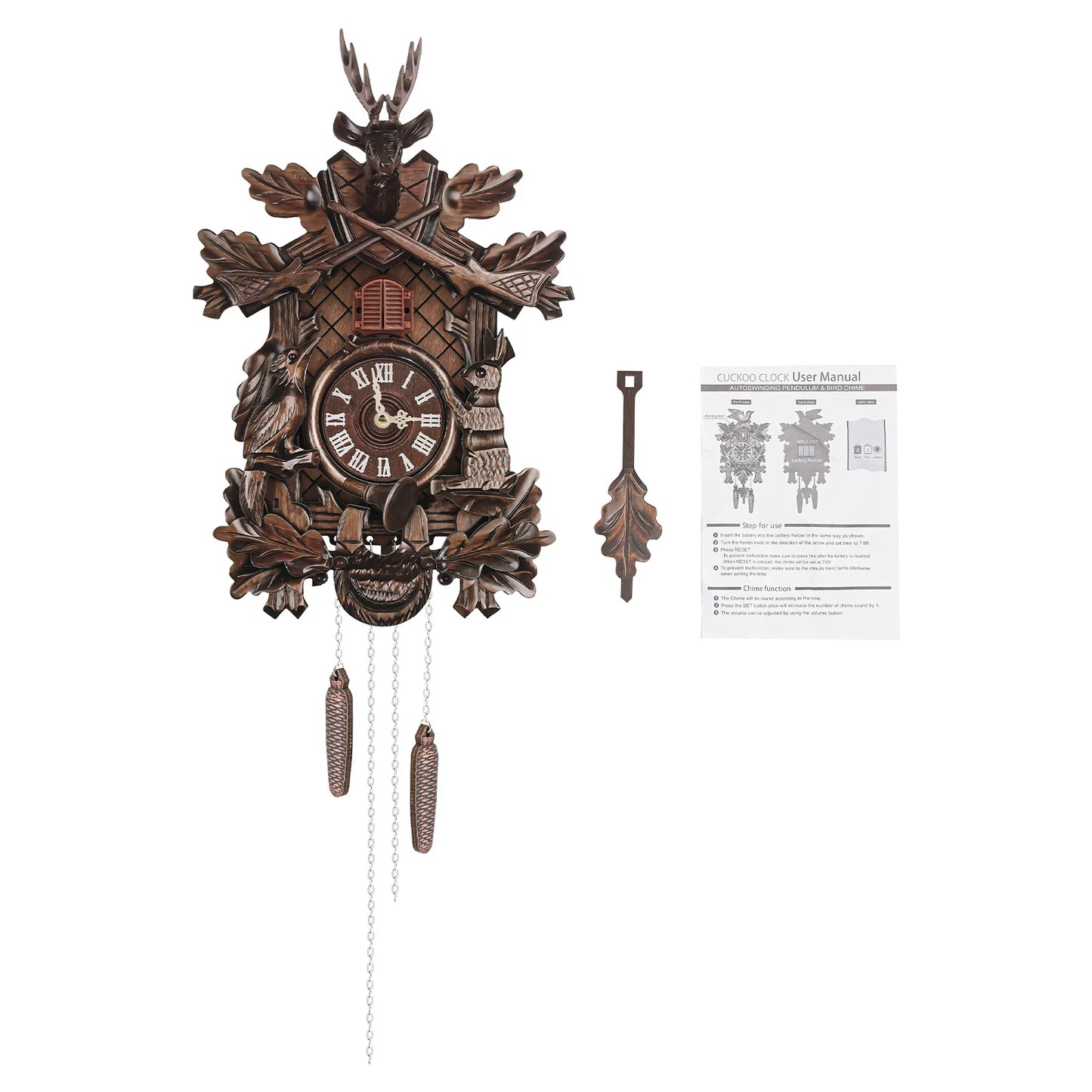 Forest Nordic Style Retro Wooden Cuckoo Wall Clock