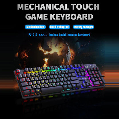 104 Keys Mechanical feel Wired Keyboard for Laptop Desktop Ergonomics RGB Backlit LED Keycaps PC Accessories