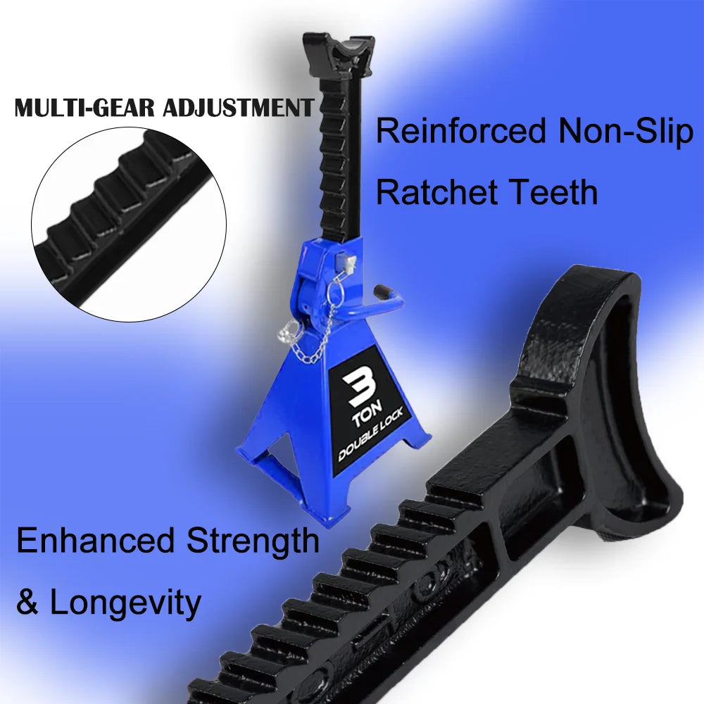 1 Pair, 3 Ton Jack Stands with 6000 lbs. Capacity
