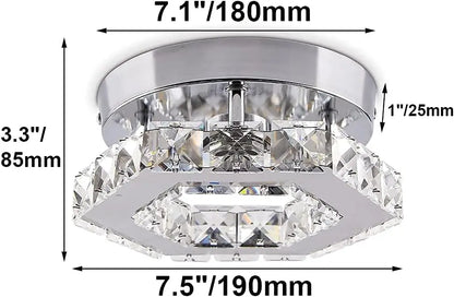 Mini Chandelier Crystal LED Ceiling Light Fixture for Hallway or Stairs